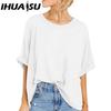 Летняя женская повседневная футболка большого размера с коротким рукавом и свободного кроя