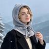 Женская теплая шапка с ушками и шарфом, интегрированный пуловер, зимняя, для холода