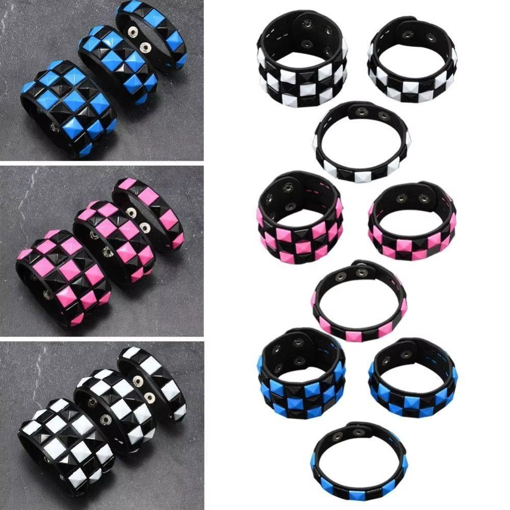 Vintage Big Wide Bracelet Contrasting Gothic Punk Bracelet Rivets Leather Wristband  Male Female