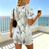 Floral Women's V-Neck Short Sleeve Top & Slim Fit Mini Skirt – Soft, Fresh Design for Daily, Beach & Short Trips