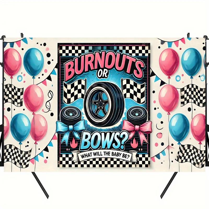 The tire tread is still like an arch? Gender reveal party backdrop - a vibrant polyester fiber photography backgroundXY