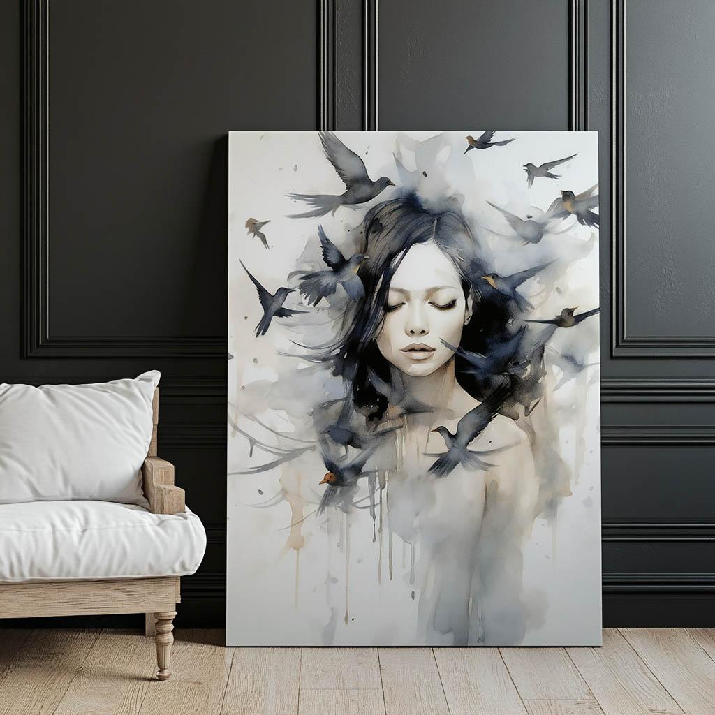 Birds and Soul Birds and Soul, 50X70 Cm, Gold Aluminum Frame, 230 Gsm Matte Paper