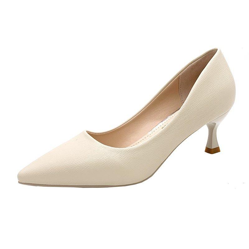 2024 мода весна и осень новые девушки хорошо с сексуальными одинарными туфлями с неглубоким ртом дамы высокие каблуки