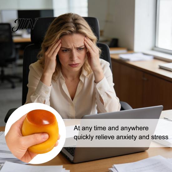 Adults Stress Ball 1/2Pcs Relief Crunchy Pudding Toy, Fake Caramel Squeeze Toy Simulated Dessert Sensory Fidget Gift for Kids