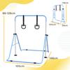 Adjustable Height Foldable Kids Gymnastics Bar W Non Slip Rubber Floor Rings For 3 Plus Years Blue