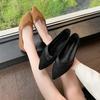 Новые весенне-осенние женские однотонные модные и удобные туфли без застежек с острым носком на плоской подошве модная женская обувь