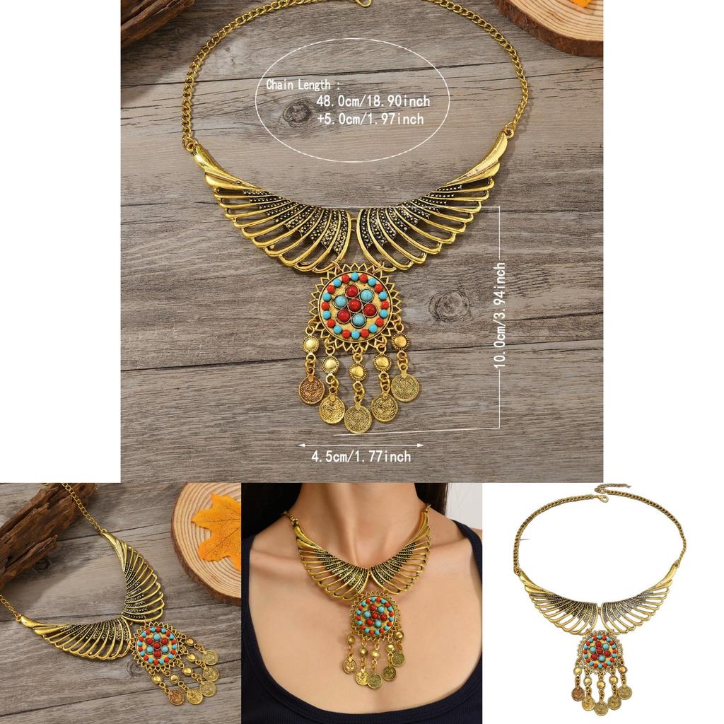 Богемное ожерелье с крыльями ангела, с геометрической подвеской и многослойной цепочкой для женщин и мужчин