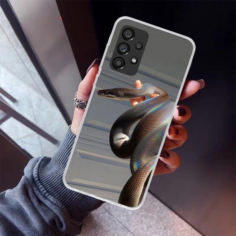 Чехол для телефона из натуральной кожи со змеиной чешуей для Samsung Galaxy A17 A57 A37 A16 A26 A36 A56 A15 A25 A35 A55 A14 A13 A54 A53 A34 A24 A3