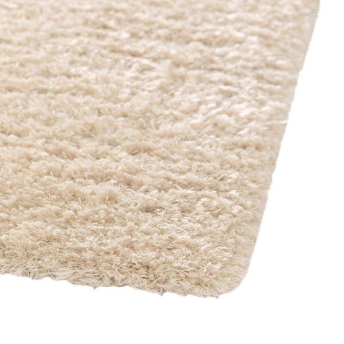 Tapis salon shaggy doux à relief géométrique beige 160x230