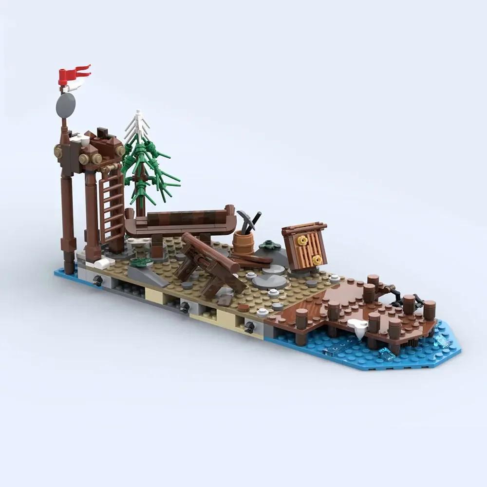 MOC Medieval Pirate Ship Viking Village 21343 Extension Building Block Series Architectural Brick Model Collection Toy Kid Gifts