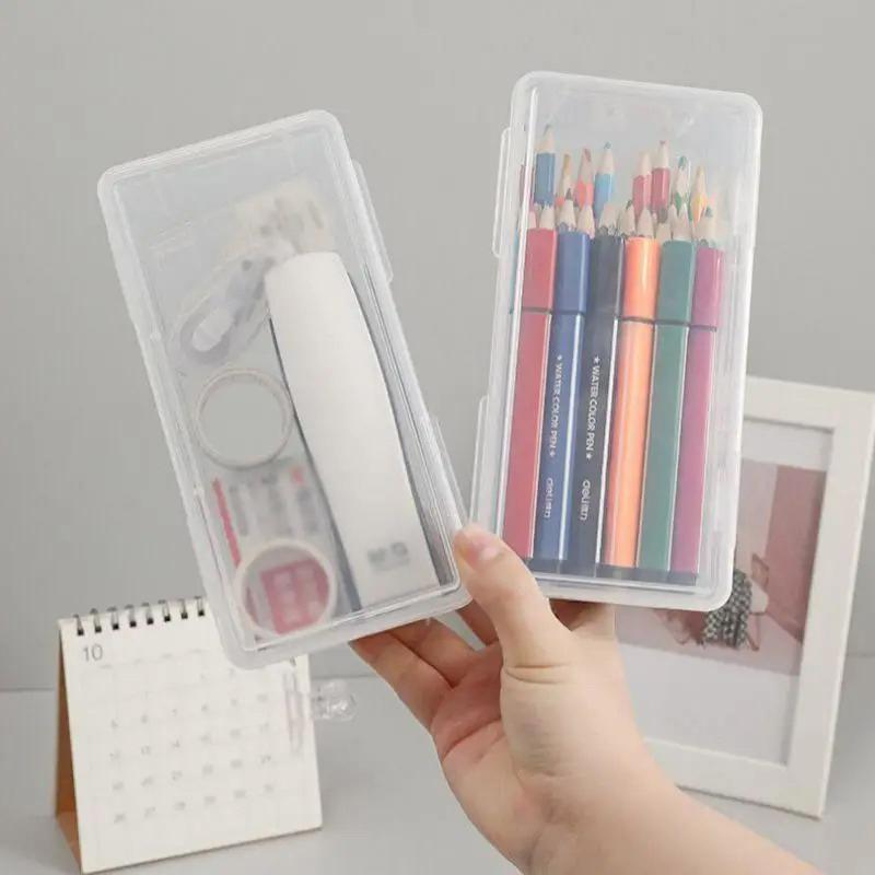 1Pc Transparent Pencil Case Sketch Plastic Pencil Case Storage Case Pencil Case Large Capacity Tool Box Card Makeup Storage Box