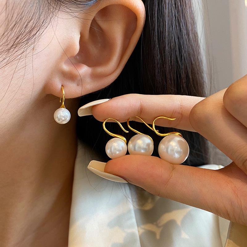 Серьги из натурального пресноводного жемчуга в стиле ретро с позолотой от французского производителя - Star Style