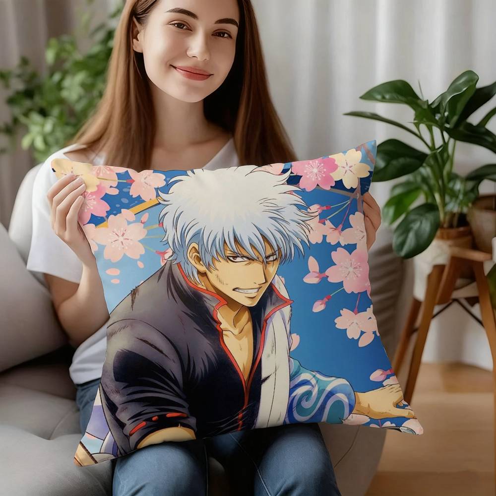 Аниме GinTama Наволочка Плюшевая Ткань Мягкая Наволочка Двусторонняя Печать Наволочка Подушка Бытовые Подарки