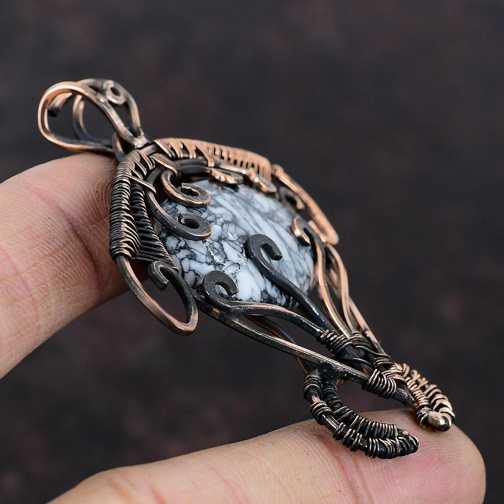 Pinolith Jasper Pendant Copper Wire Wrapped Pendant Handmade Pendant Tortoise Pendant Wonderful Copper Jewelry Gemstone Pendant Wedding Gift