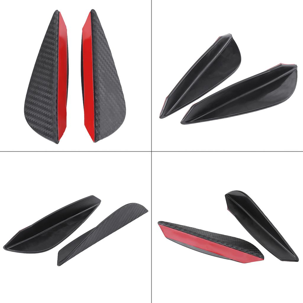 4Pcs Universal ABS Carbon Fiber Car Front Bumper Fins Lip Spoiler Canards Trim Kit