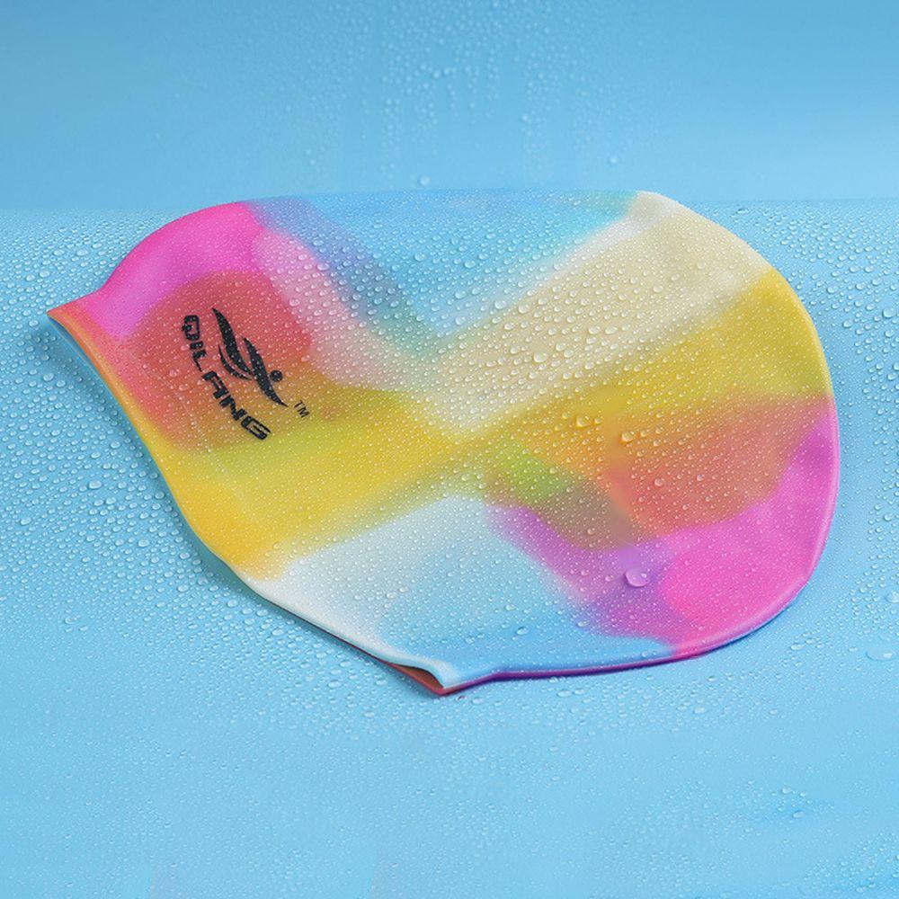 Plus Size Colorful Swim Cap Flexible Long Hair Bathing Cap Swim Pool Hat Swimming Cap Swimming Hat