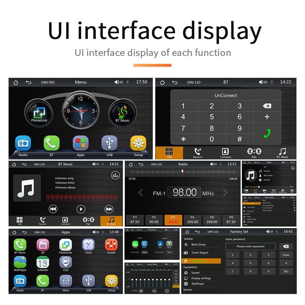 Портативный 7-дюймовый мультимедийный плеер с сенсорным экраном высокой четкости, совместимый с беспроводной системой CarPlay, Android Auto Mirror Link