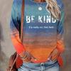Plus Size Be Kind Print T-Shirt - Soft, Breathable, Long Sleeve Crew Neck Top for Spring Relaxed Fit Women's Casual Clothing
