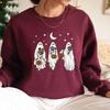 Vintage Halloween Ghost Sweatshirt Floral Retro Spooky Pumpkin Sweatshirts Women Long Sleeve Pullover Womens Halloween Hoodies