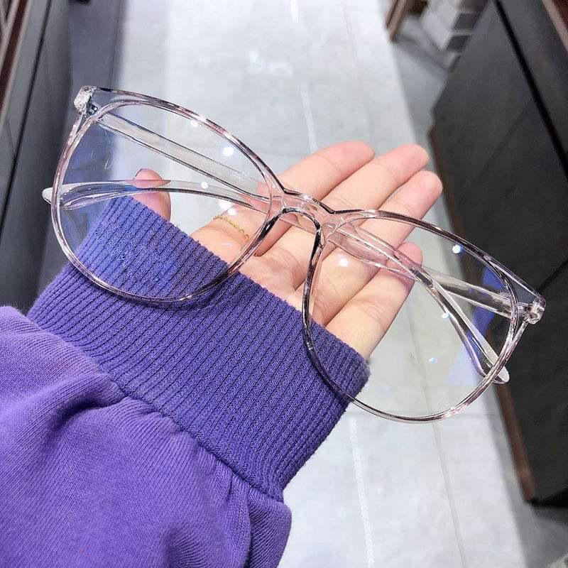 New Decorative Plane Mirror Anti Blue Light Glasses Transparent Computer Glasses Frame Without Degree Round Eyewear Women Men