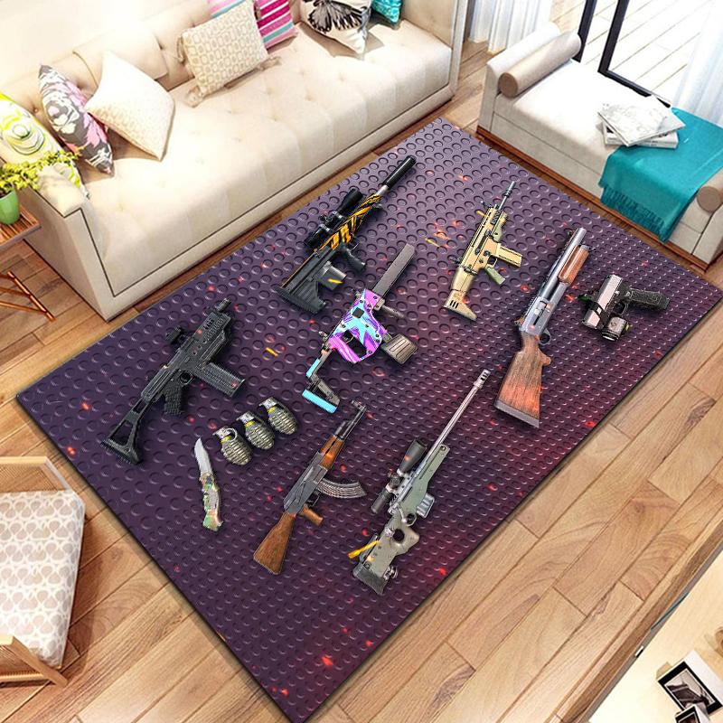 3D Винтовка Пистолет Револьвер Пистолет Мультяшный Ковер, Ковер для Гостиной Спальни, Кухонный Коврик Прихожая Ванная Противоскользящий Пол крутой