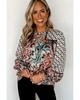 Azura Exchange Блузка с оборками и смешанным цветочным геометрическим принтом