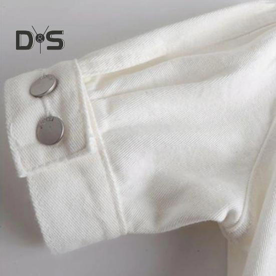 Women's Cropped Denim Jacket Short Sleeve Jean Jacket Lapel Button Down Trucker Coat Summer Casual White Thin Top