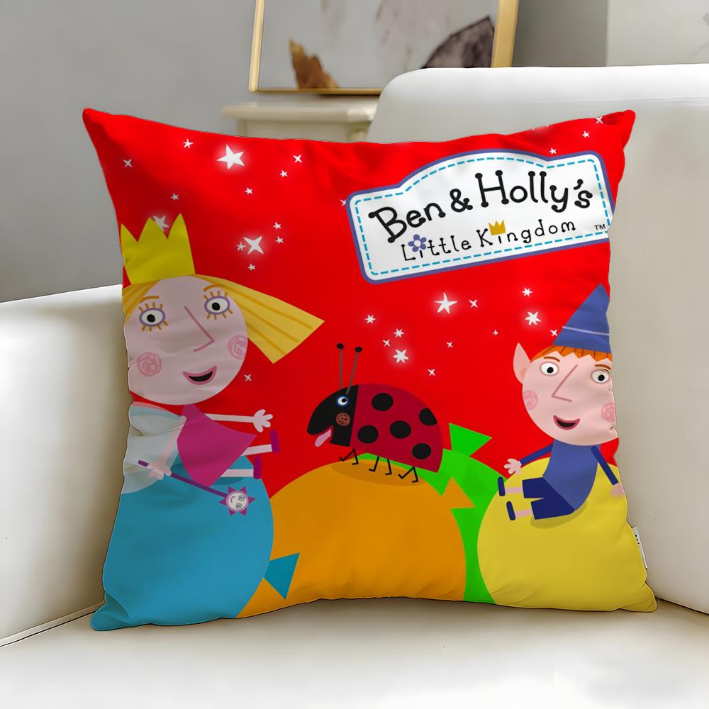 cartoon Ben And Hollys Little Kingdom Cushion Cover Soft EasyWash Pillow Case Versatile for Couch Bed Travel and Office