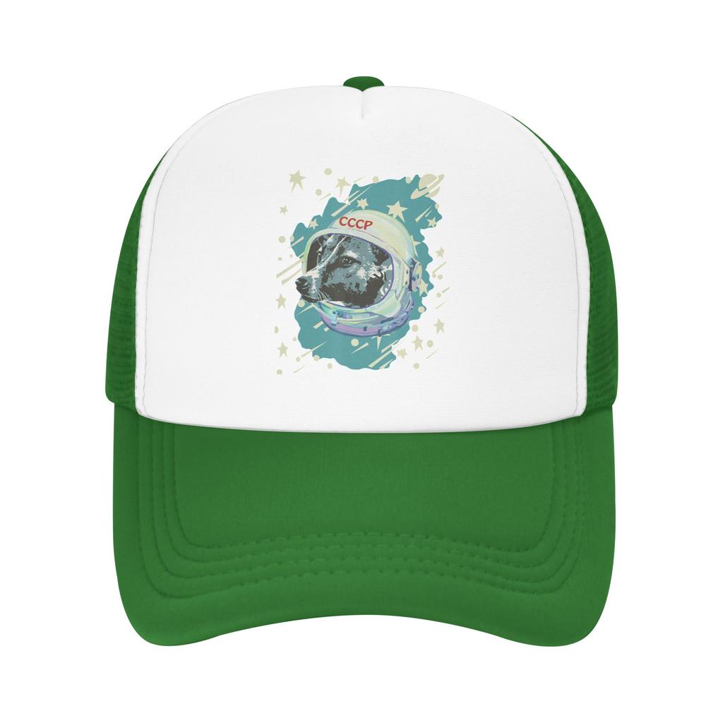Laika Dog Sputnik Space Dog Space Travel USSR CCCP Mesh Baseball Cap Unisex HipHop Sun Hats  Hat Breathable Summer Trucker Caps