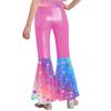 Girls Disco Costume Patchwork Printed Pants Shiny Metallic Elastic Waistbell Bottom Design Role Playing Parties