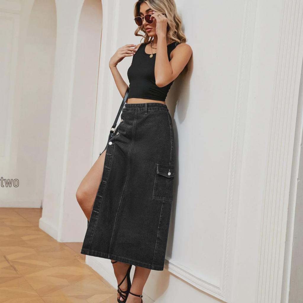 New Hot Girl Semi-Elastic Denim Workwear Casual Skirt for Women