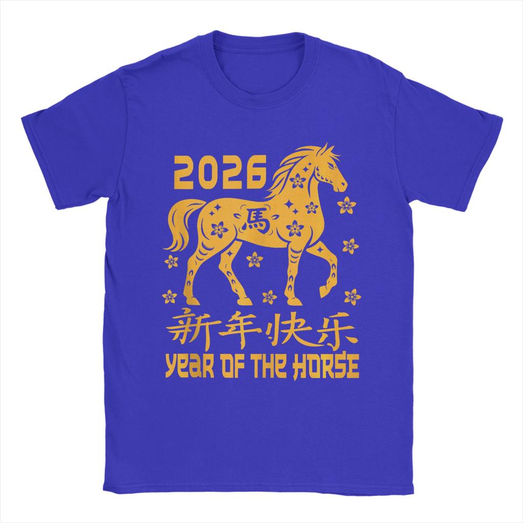 Unisex TShirts Chinese New Year 2026 Red Year of The Horse 2026 Vintage Cotton Tees Short Sleeve T Shirt O Neck Clothing Printing