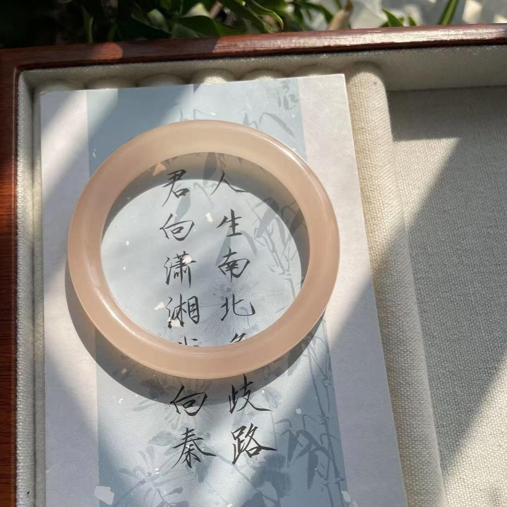 Высокий лед прозрачный натуральный нефрит корень лотоса пудра браслет круглый стержень хотанский нефрит халцедон мирный темперамент античный универсальный копирующий