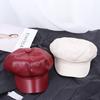 Autumn Winter Octagonal New Fashion PU Leather Peaked Cap Newsboy Cap Newsboy Hat Beret Hat