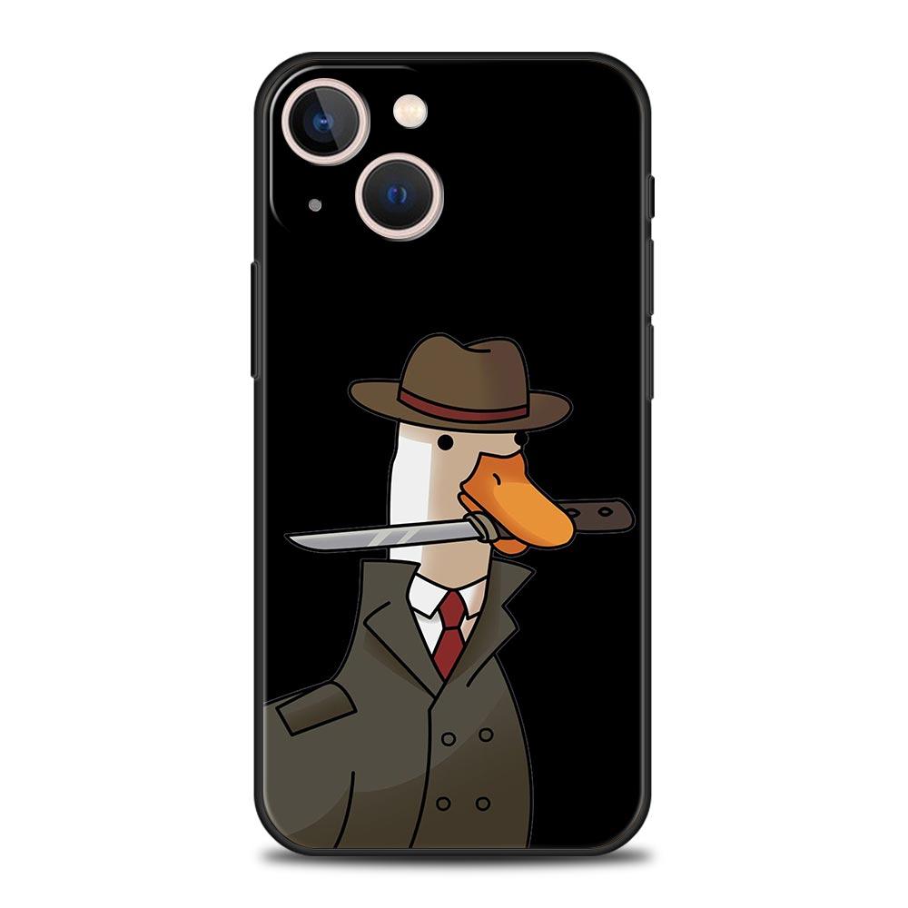 Чехол с рисунком «Сомнение утки» для iPhone 11, 12, 13, 15, 14 Pro Max, чехол для телефона X XR XS 7, 8 Plus SE, 2020, роскошный черный силиконовый чехол, принципиально