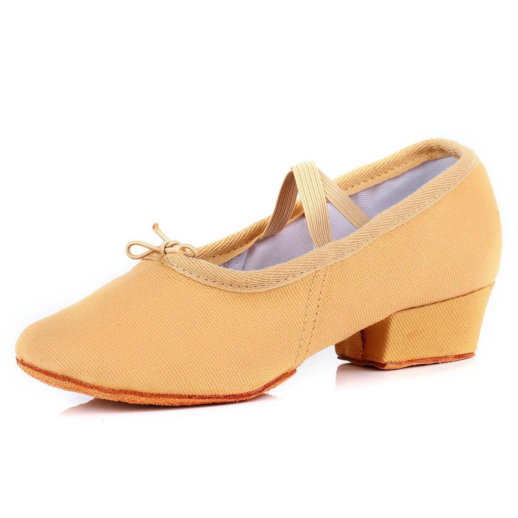 Women's Canvas Ballet Shoes - Soft Sole with Heel for Yoga Dance and Folk Practice