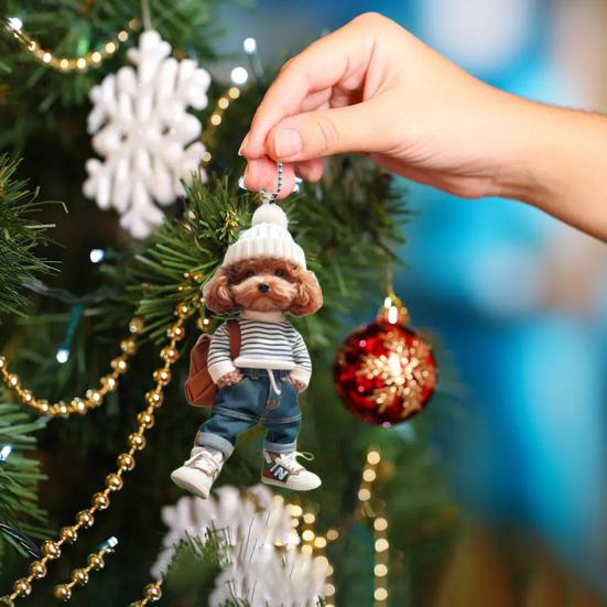 Рюкзак Собака Человек Подвесное украшение для дома Рождественская елка для автомобиля Зеркало заднего вида 2D Плоский акриловый щенок Подвесное украшение животное Подвеска