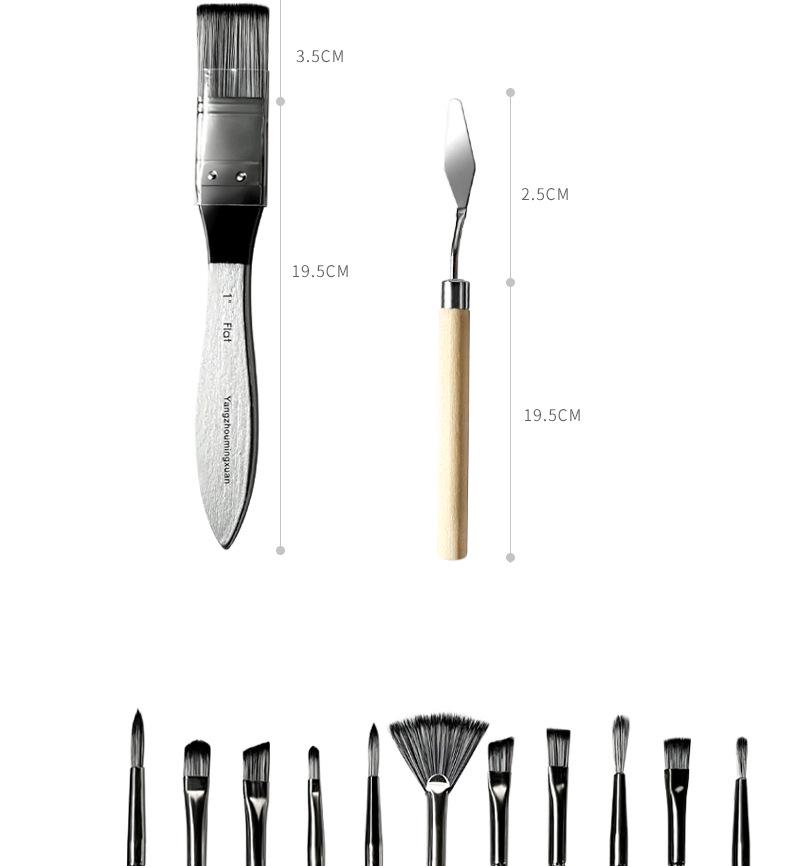 Набор из 24 нейлоновых кистей для рисования с холщовым скручивающимся чехлом для гуаши, акварели и масляной живописи