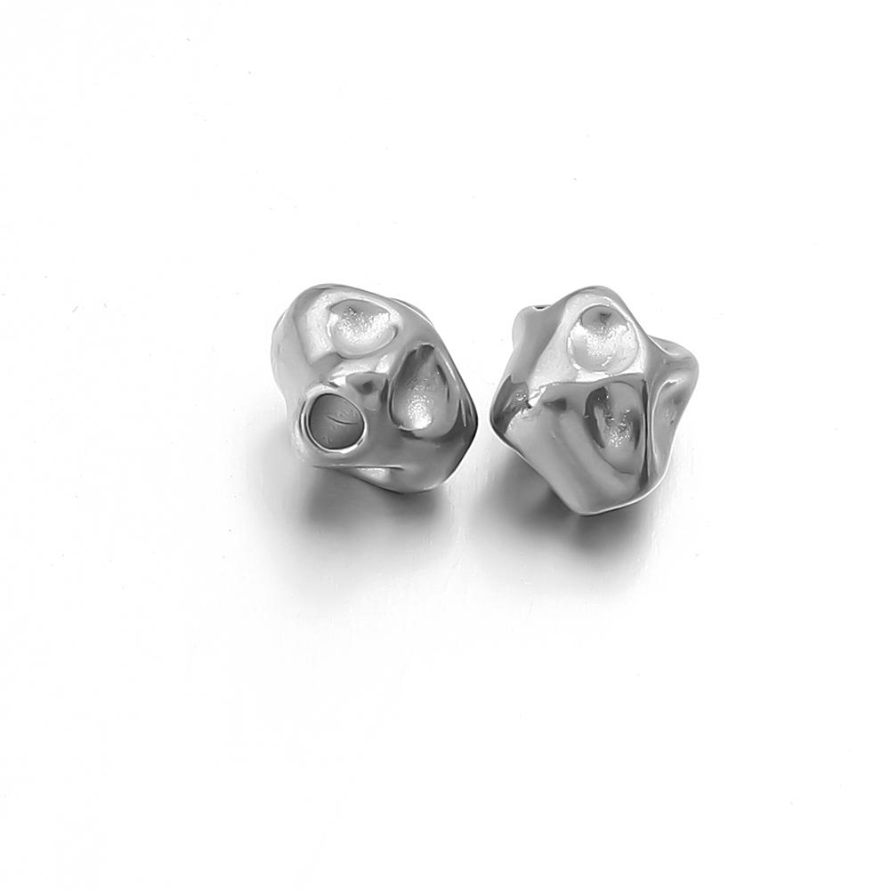 5-10pcs/lot Stainless Steel Spacer Beads Irregular Shape Big Hole Loose Bead For DIY Charms Bracelet Necklace Making Accessories
