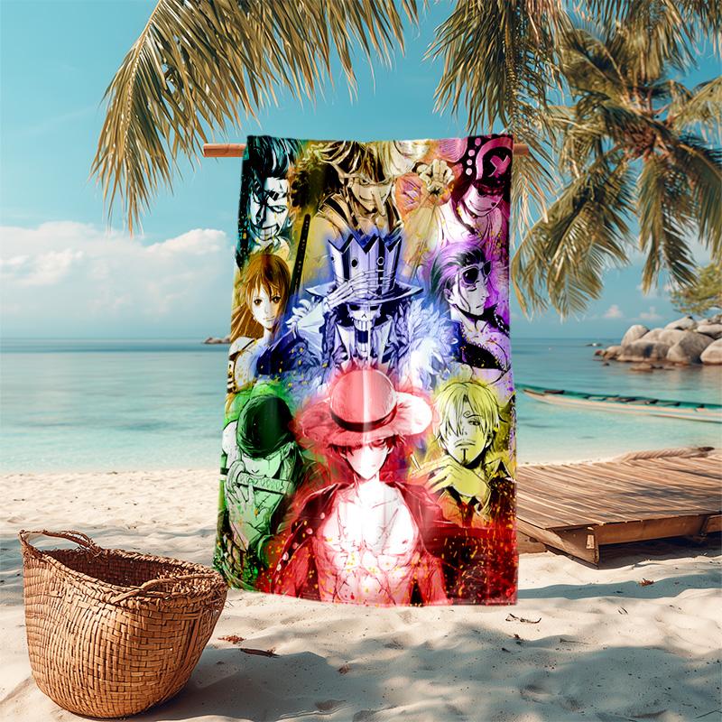 Classic Japanese element cartoon ONE PIECE Monkey D. Luffy beach towel outdoor camping vacation swimming beach towel outdoor absorbent bath towel Y3