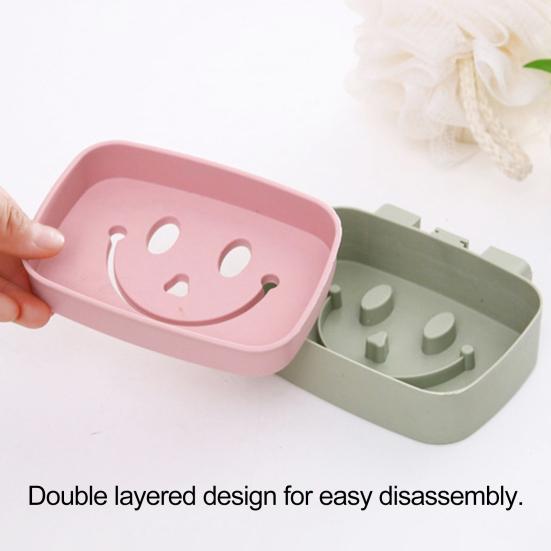 Wall Mount Soap Dish Double Layers Quick Drain No Drill Adhesive Modern Kitchen Bathroom Shower Soap Holder Container Box Saver