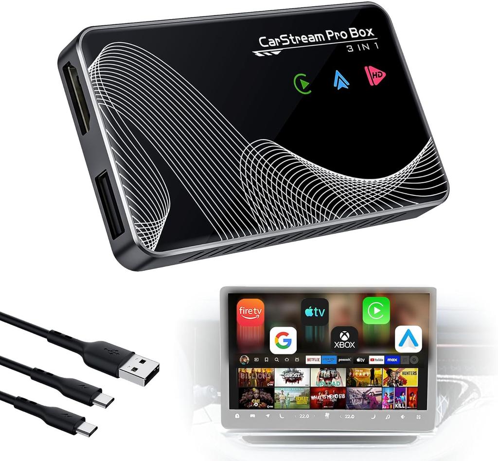2025 Обновленный 3-в-1 HDMI Автомобильный ТВ, Беспроводной Адаптер CarPlay и Android Auto, Plug & Play для Автомобилей 2016+