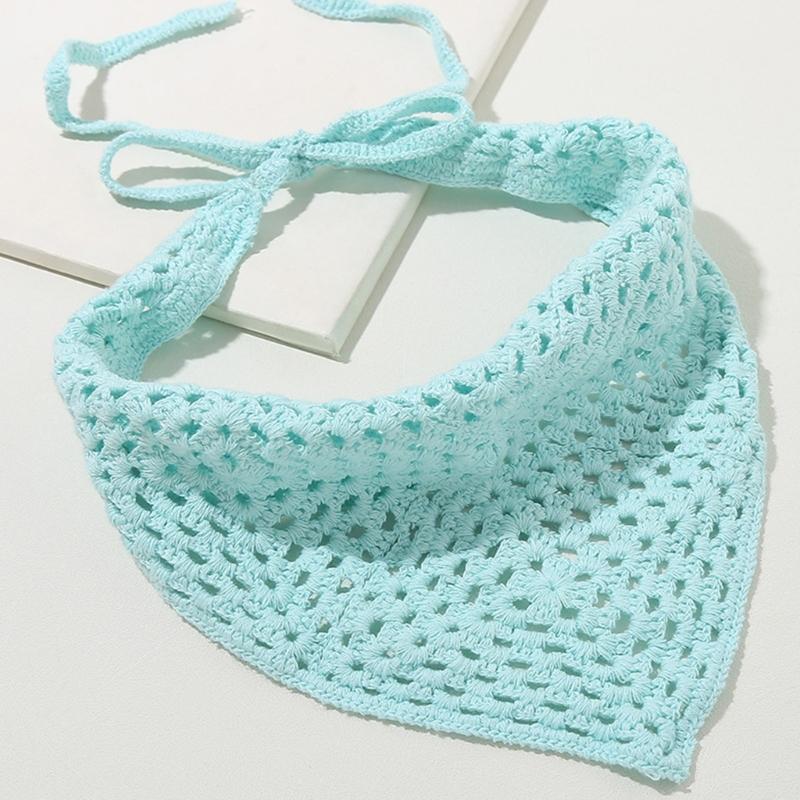 Женский платок на голову однотонный повязка на волосы обертывание головные уборы изысканная ручная вязка повязка на голову бандана повязка на волосы для отпуска