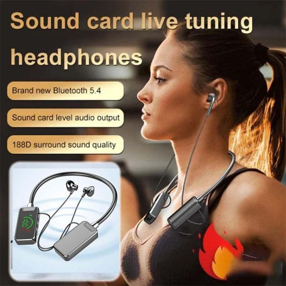 LED Power Display Neckband Bluetooth Headphones Wireless Bluetooth 5.4 Running Cycling Wireless Headset Earbuds with Microphone