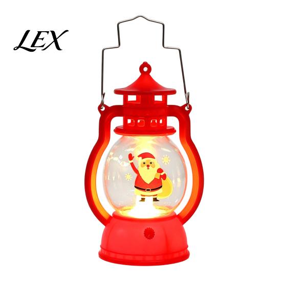 Vintage Style Pony Lantern Christmas Night Light, Retro Santa/Snowman/Tree Handheld Oil Lamp with Portable Ornament Warm LED, Cute Holiday Tabletop