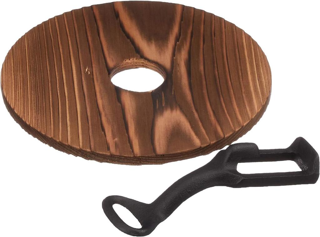 Ikenaga Iron Works Gyoza Iron Pot 20cm For Gas Fire Only With Handle and Wooden Stand Made In Japan 720021