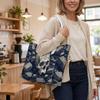 Vintage Skull Pattern Tote Bag Daily Use Casual Large Capacity Portable Shoulder Handbag 