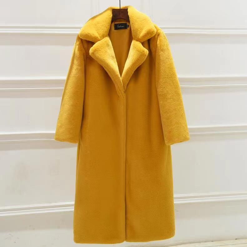 Imitation Mink Coat Women's Medium and Long Autumn and Winter Imitation Mink Velvet Jacket Women's Large Size Thickened Jacket Loose Suit Collar