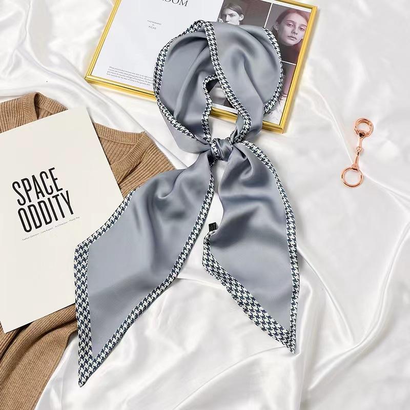 Luxury Design Long Silk Scarf Women Summer Fashion Bag Handle Ribbon Ladies Horse Print Headband Small Hair Scarves Female