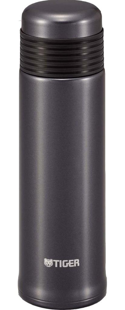 Tiger Sahara Slim Metallic Black Stainless Steel Water Bottle, 400ml with Cup, MSE-A040-KM
